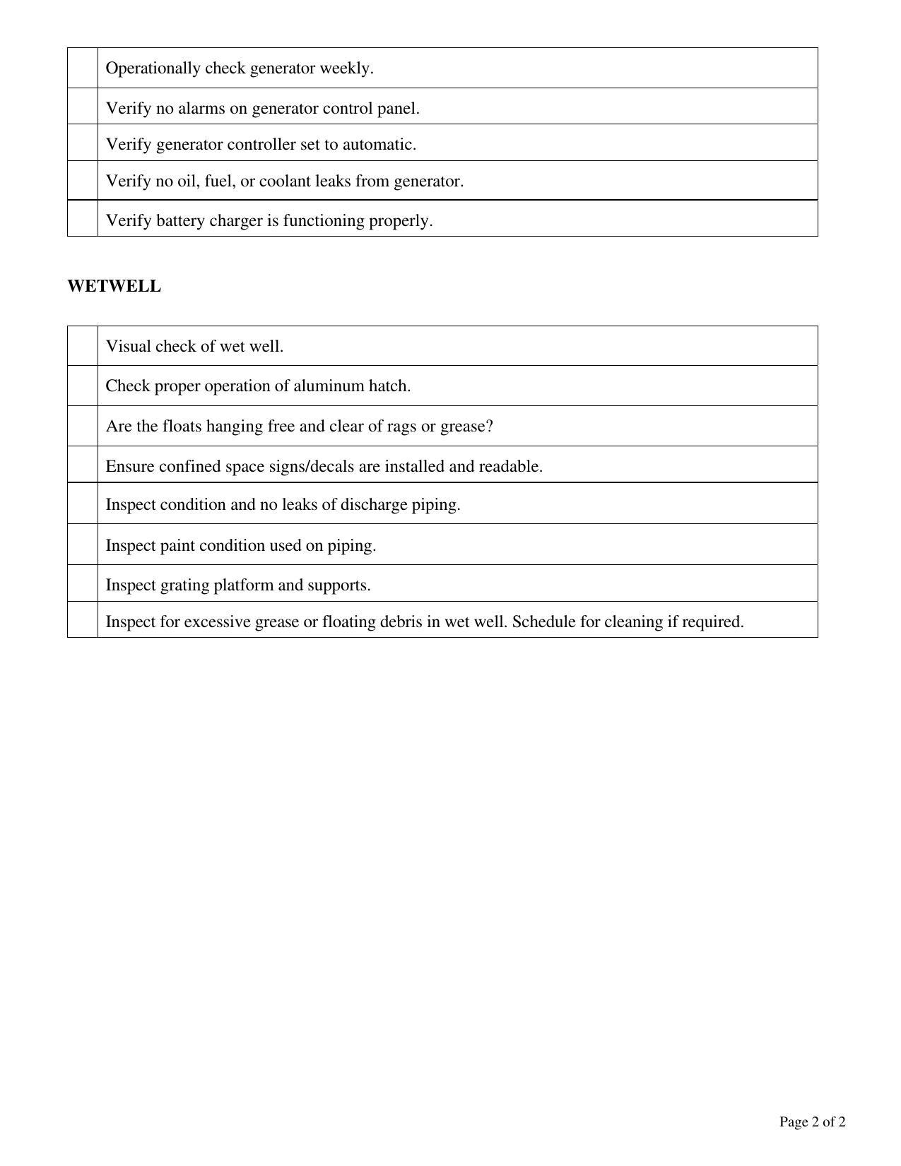 2 of General Pump Station Inspection CheckList 17Dec19