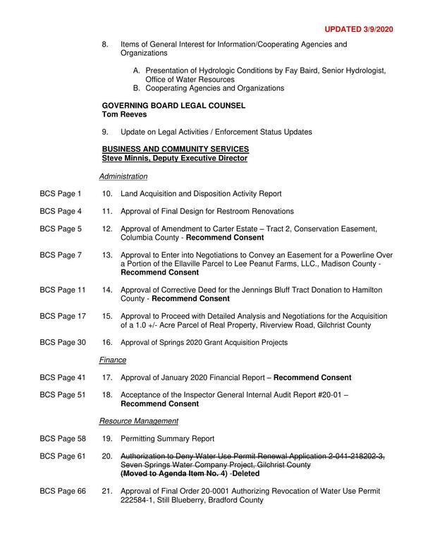 Item 20 deleted (Nestle Permit Denial)