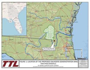 [Figure 1: Location of the Proposed Saunders Demonstration Mine]