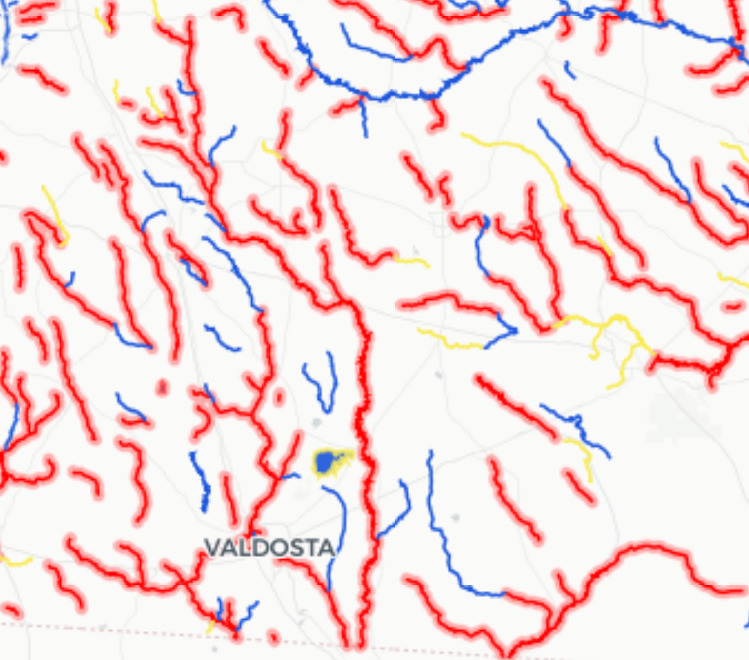 Suwannee Basin impaired waters, map