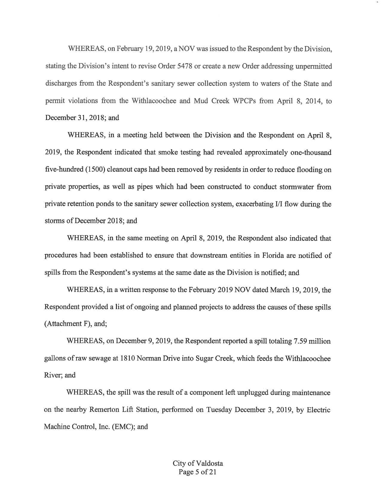 on December 9, 2019, the Respondent reported a spill totaling 7.59 million gallons of raw sewage...