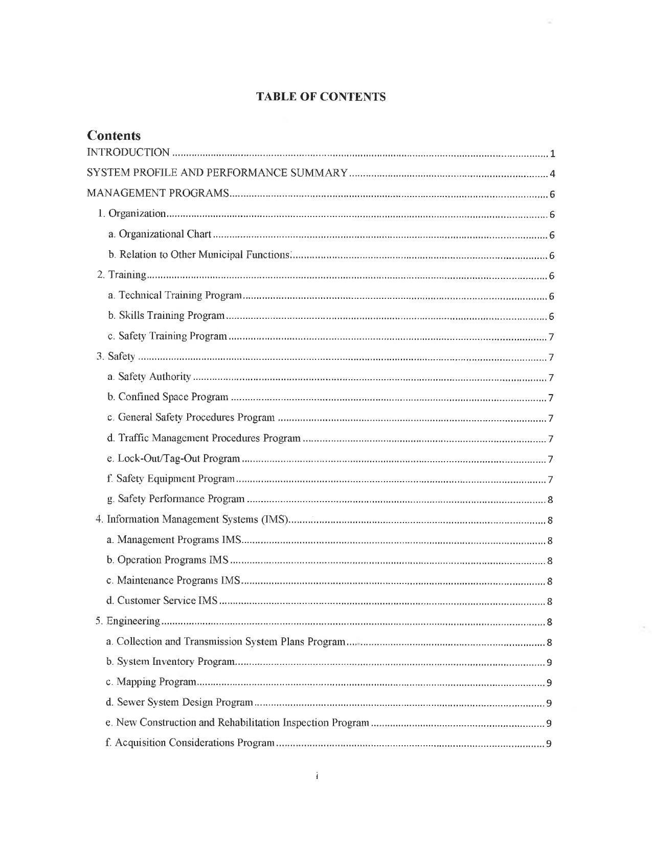 (1 of 3) Table of Contents