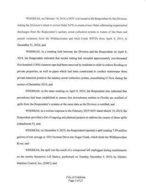 [on December 9, 2019, the Respondent reported a spill totaling 7.59 million gallons of raw sewage...]