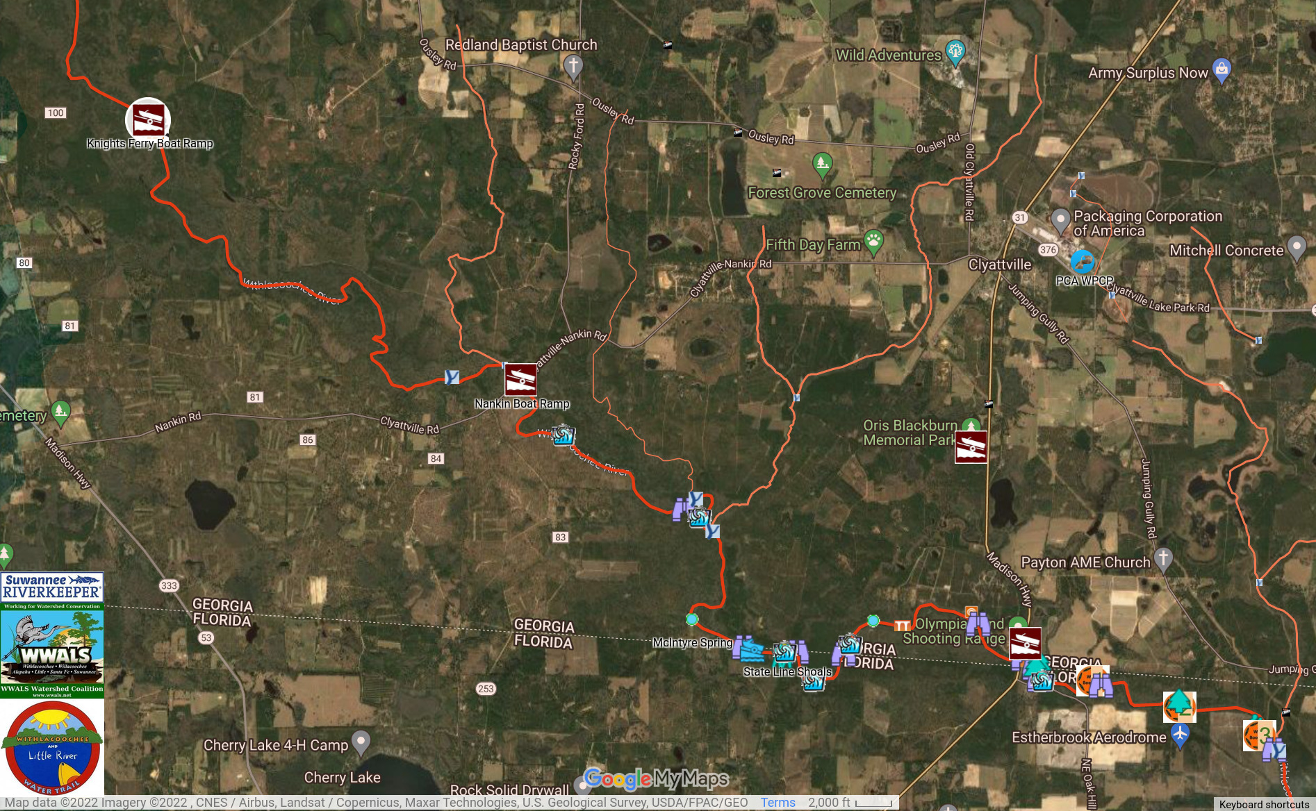 Map: Knights Ferry, Nankin, and State Line Boat Ramps