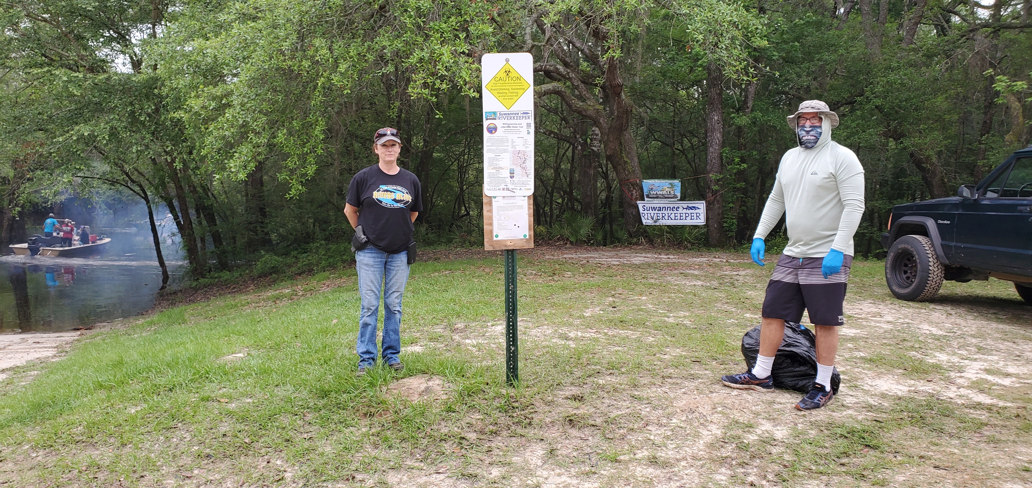 Boaters, Suzy, signs, trash, Bobby