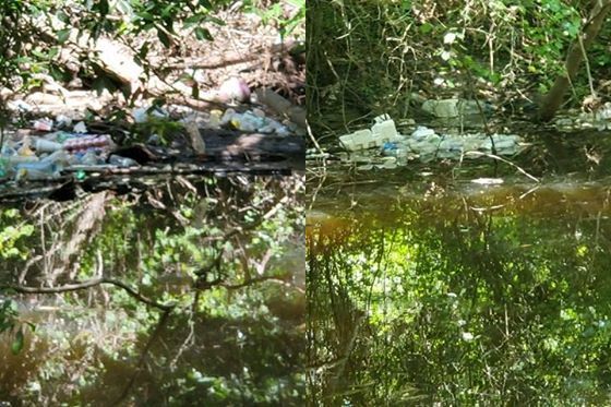 Two views at Twomile Branch confluence with Sugar Creek