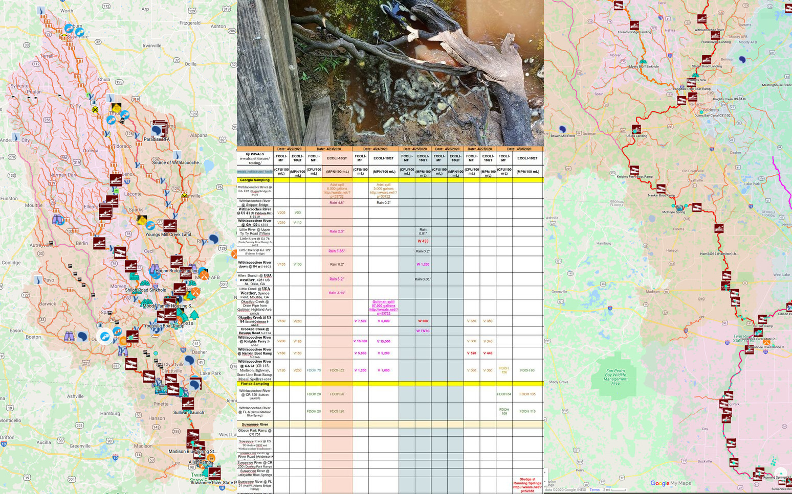 [Withlacoochee, Quitman spill, Running Springs, Suwannee]