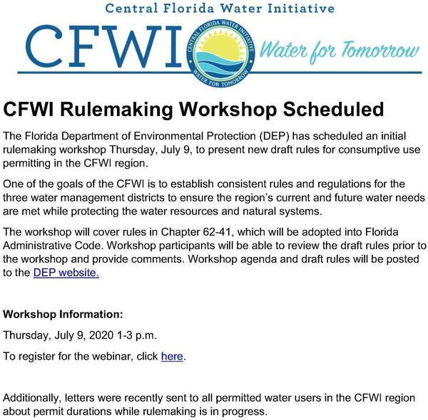 [CFWI Workshop scheduled for July 9, 2020]