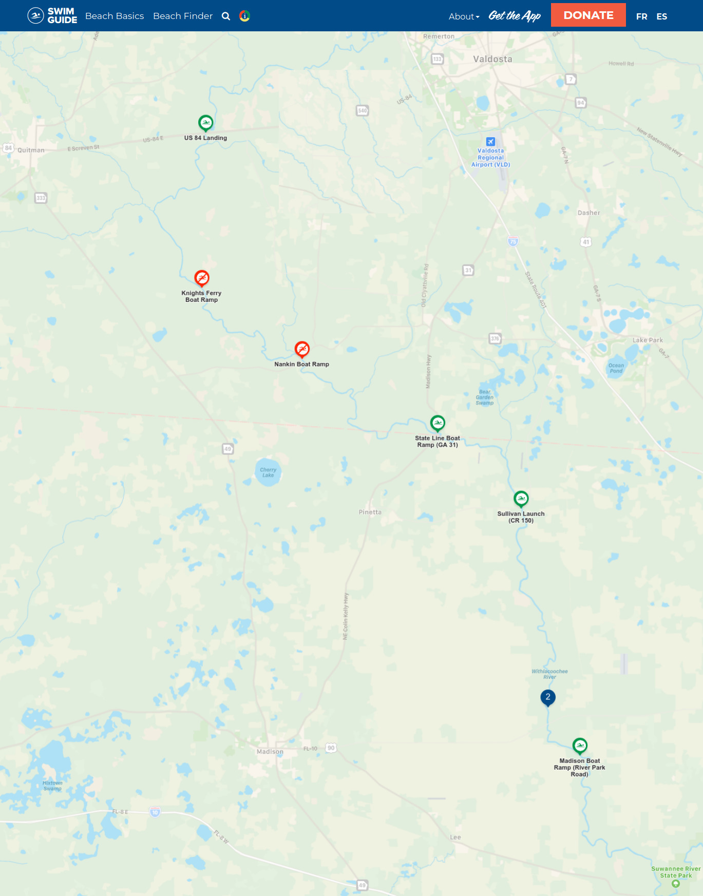 Green State Line and Florida in Swim Guide