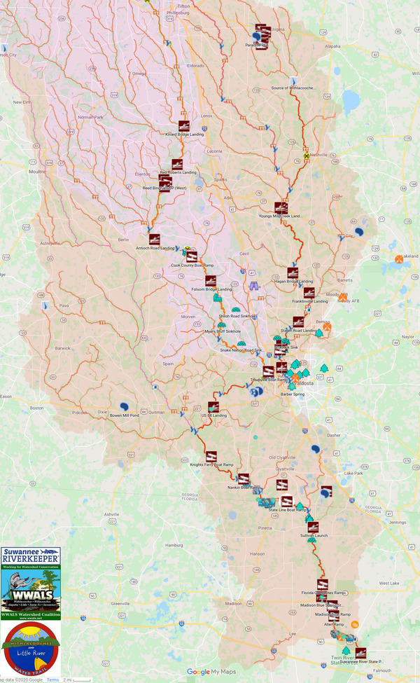 [Map: Withlacoochee and Little Rivers]