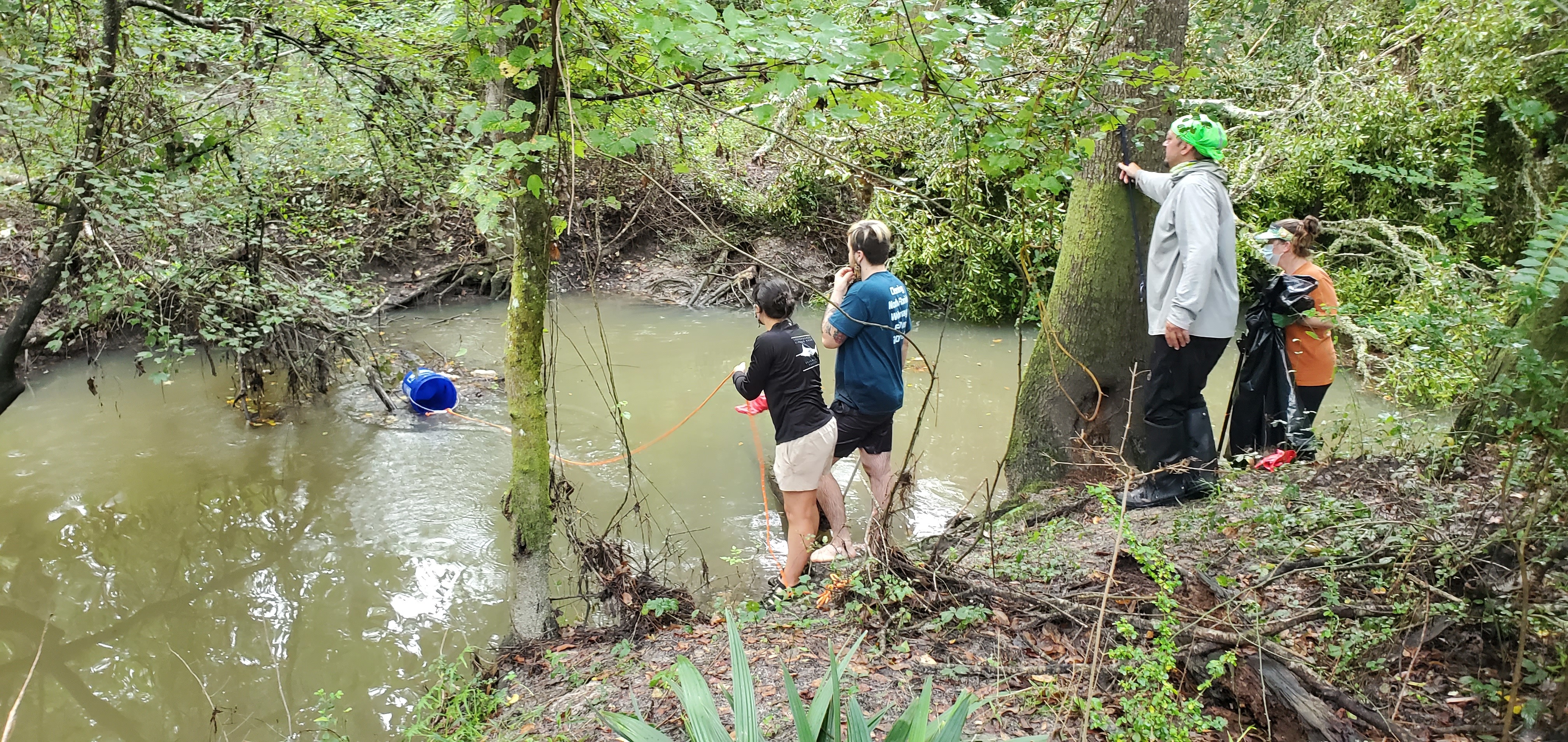 Nic retrieving the bucket