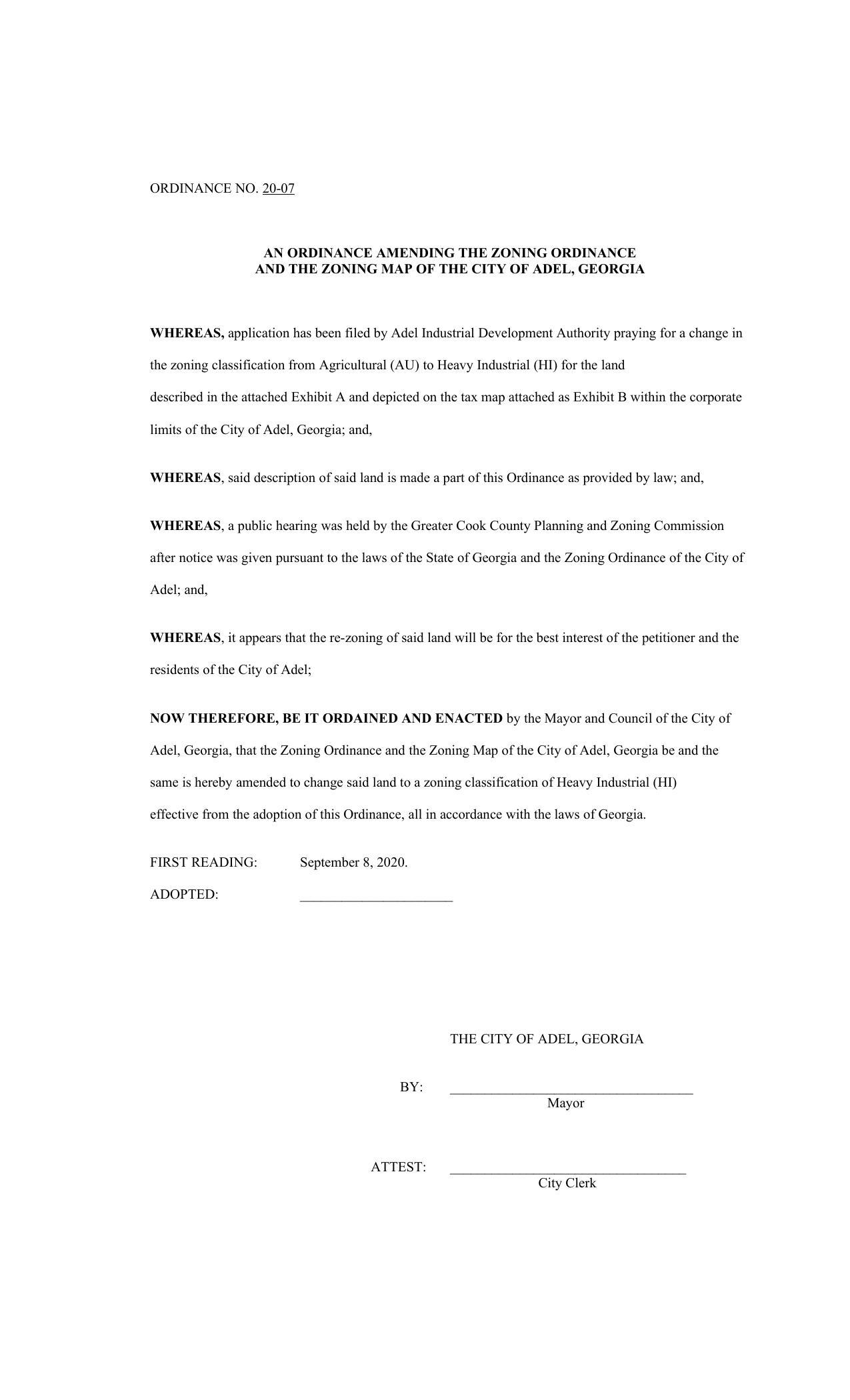 Ordinance 20-07 Rezoning