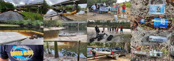 [Boat Ramp, Berrien Beach, bags of trash, bottles]