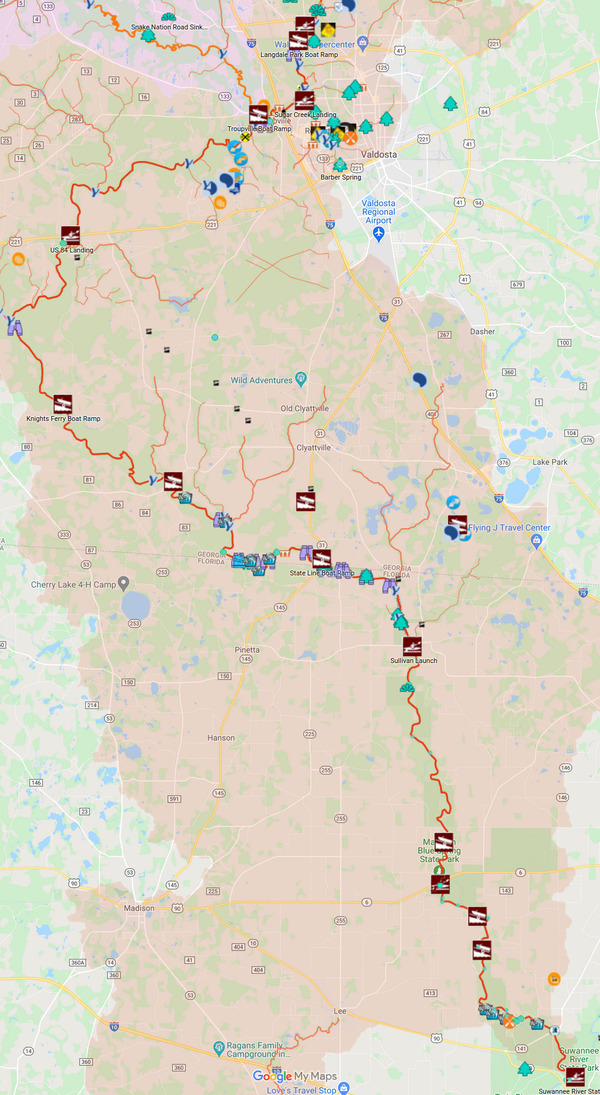 [Map: Valdosta and FDEP WQ data locations]