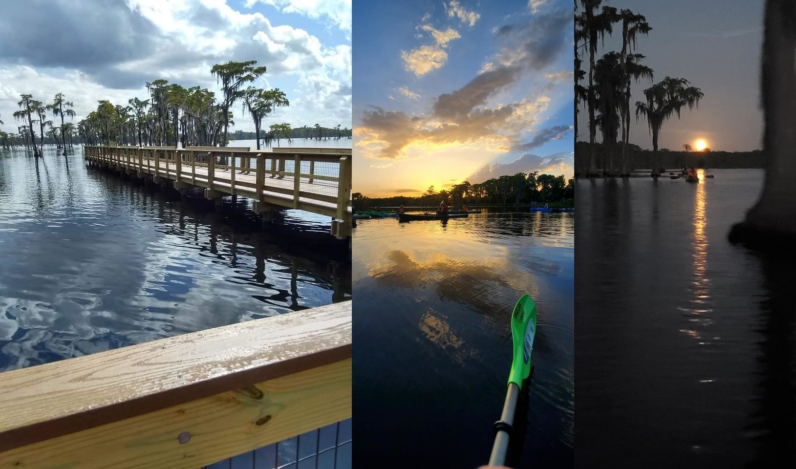 Pier, sunset, moonrise, at Banks Lake