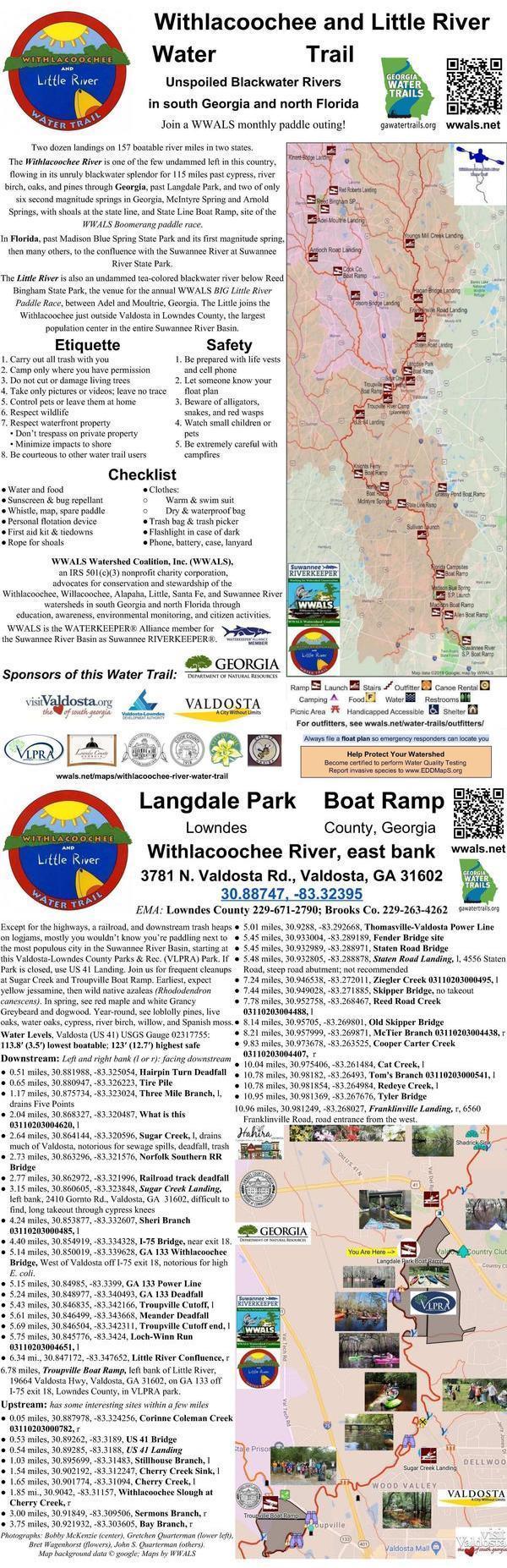 Withlacoochee River signpost: Langdale Park Boat Ramp