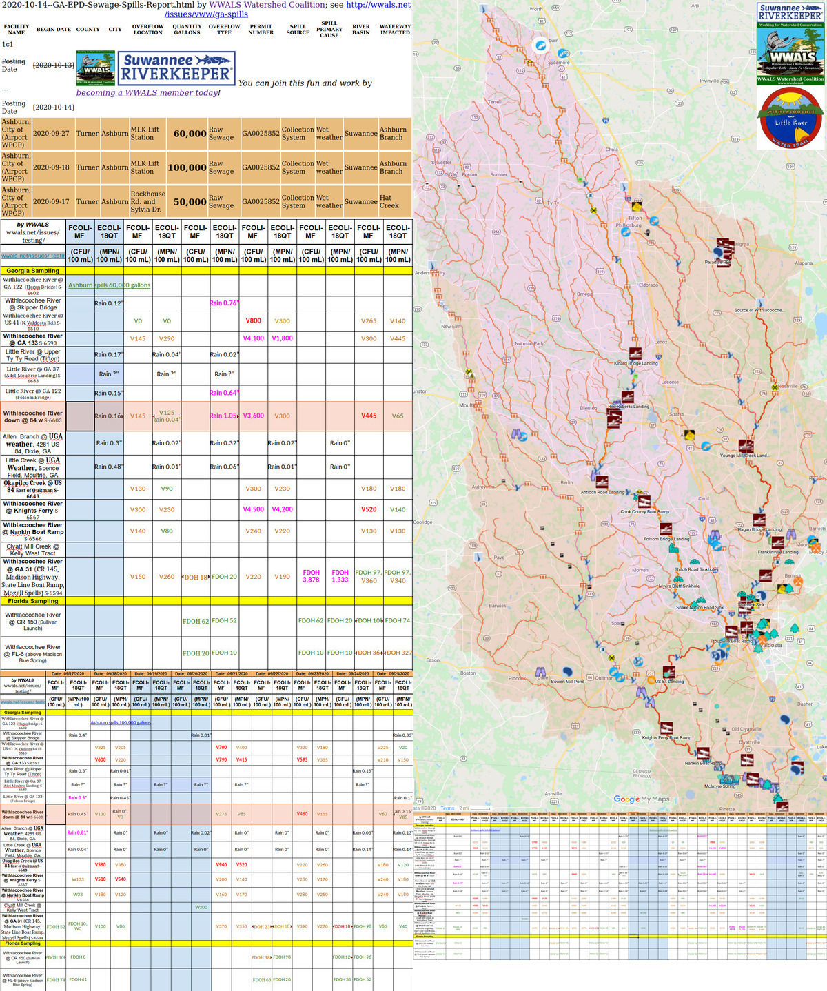 Charts and Map: Ashburn spills to GA-FL line