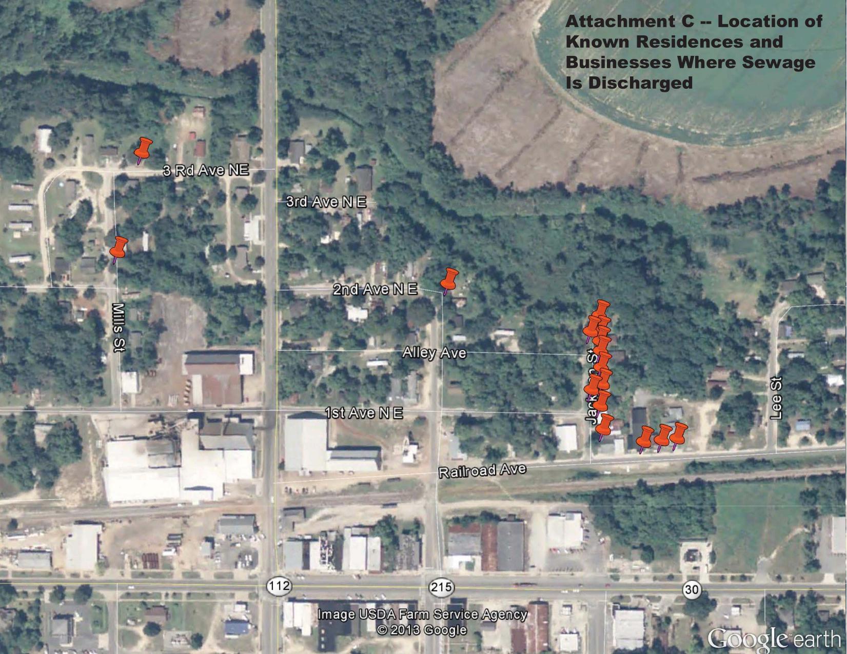 Attachment C: Location of Known places Where Sewage is Discharged