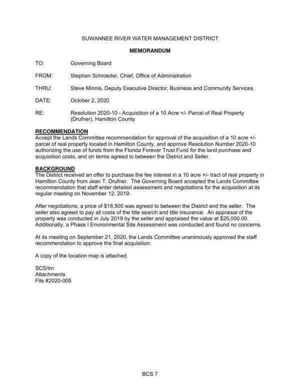 [parcel of real property located in Hamilton County, and approve Resolution Number 2020-10]