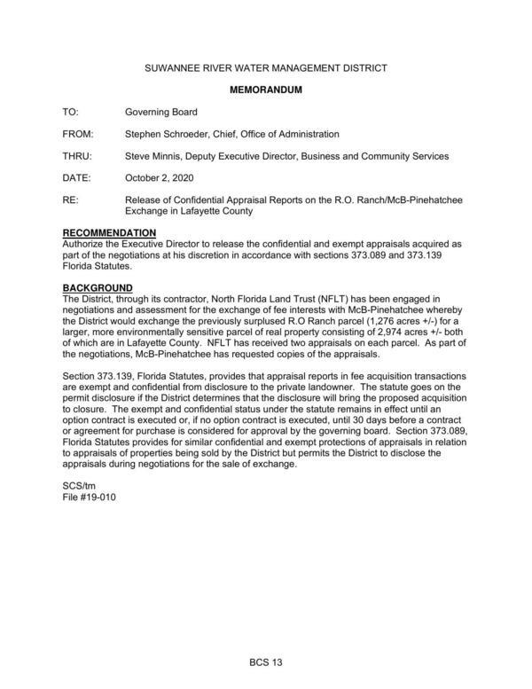 [Section 373.139, Florida Statutes, provides that appraisal reports in fee acquisition transactions]