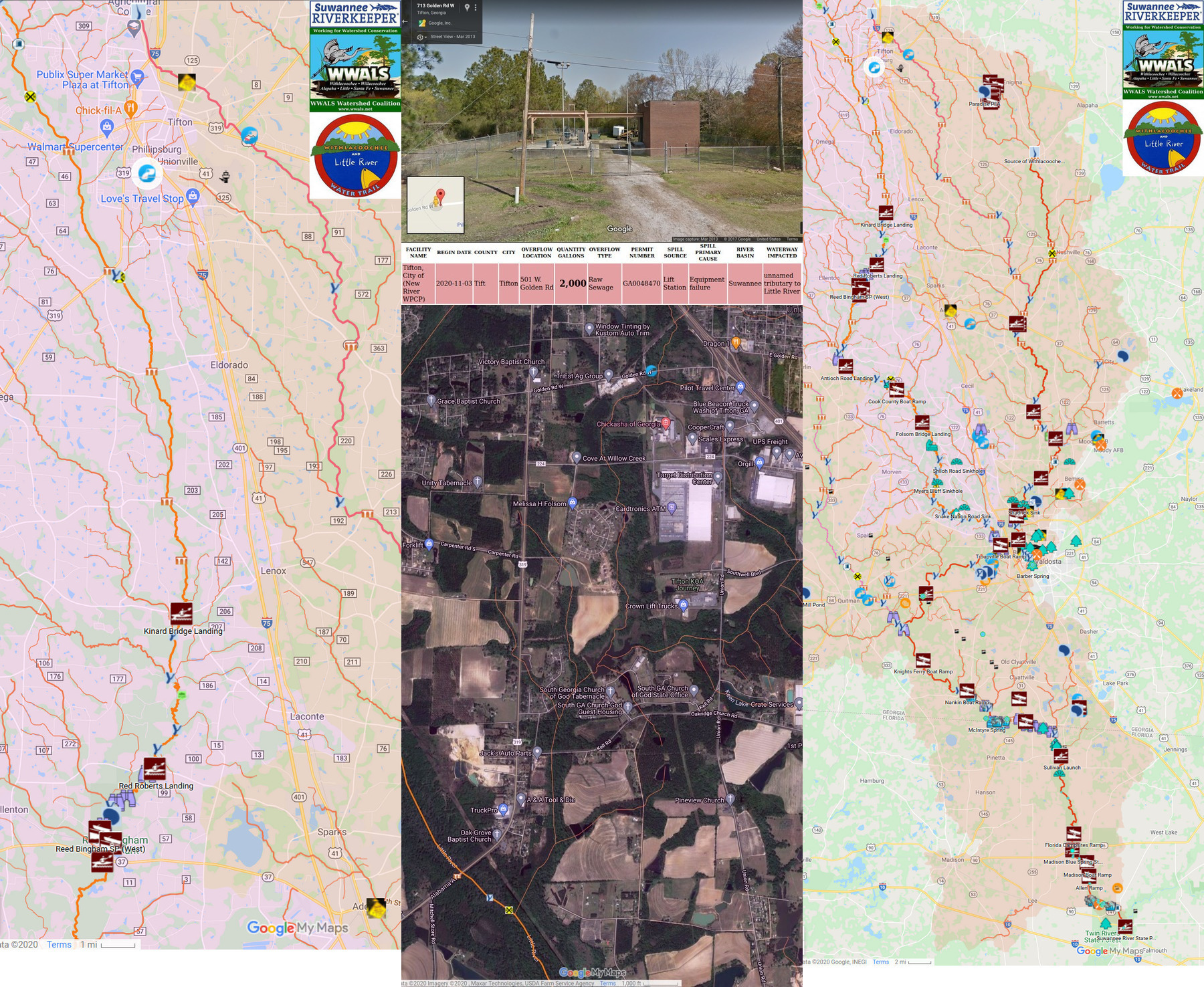 Golden Road Lift Station, Spill, RBSP, Little, Withlacoochee, Suwannee Rivers