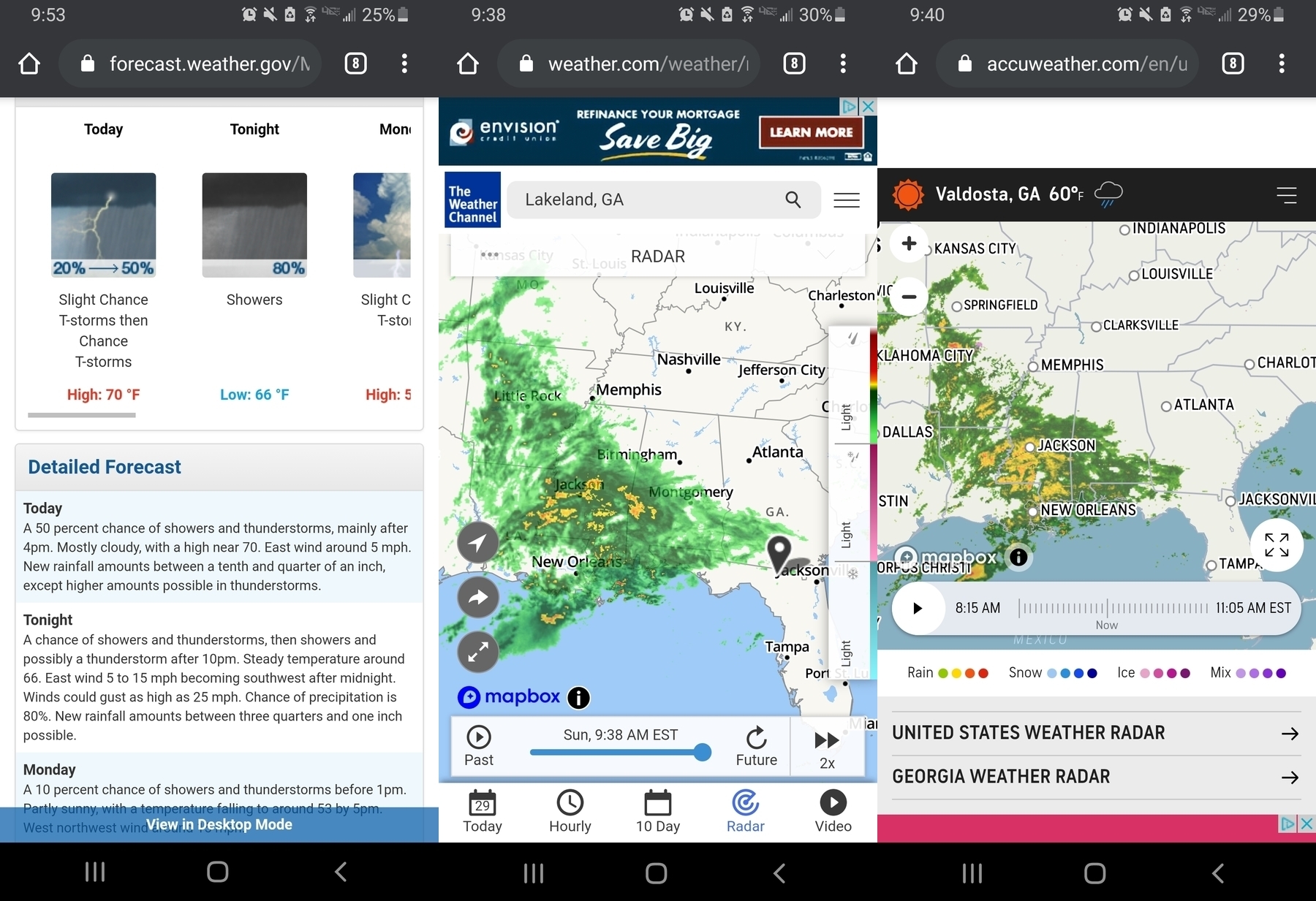 Three weather reports