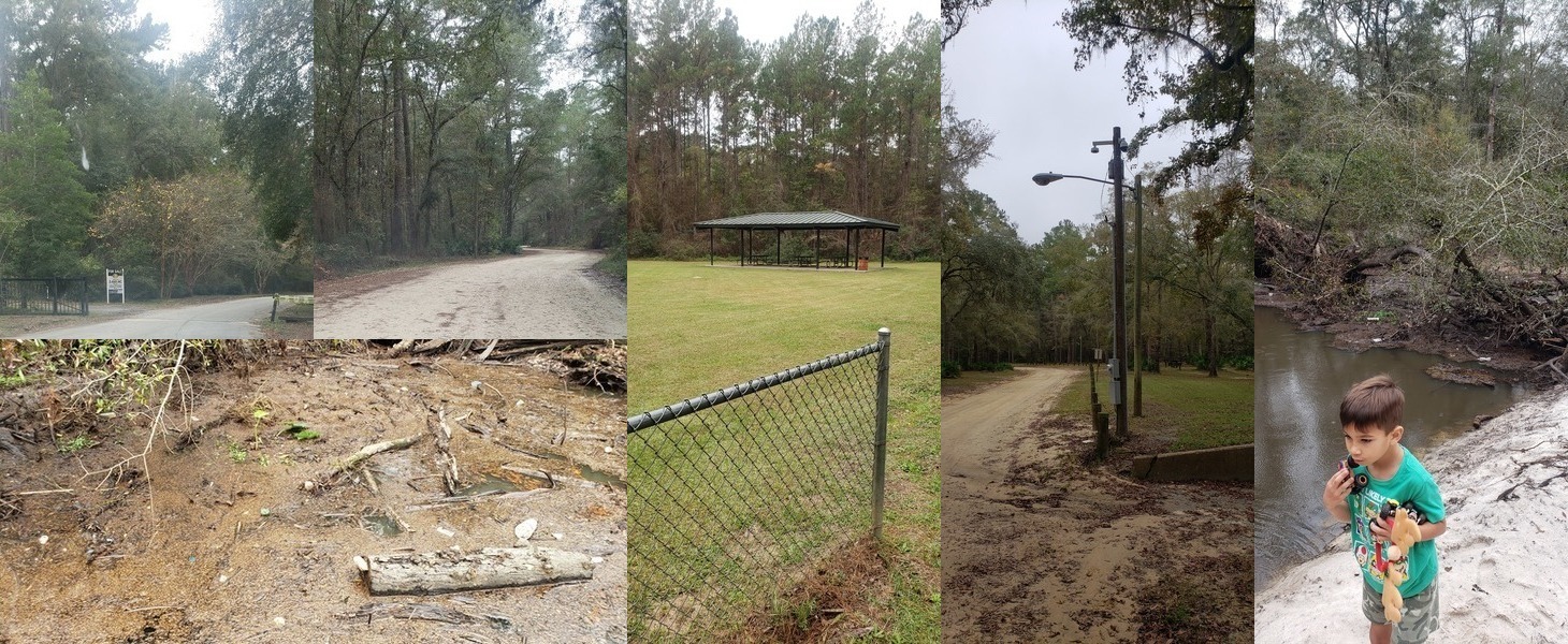 Driveway, pavillion, streetlight, logjam, sandbar