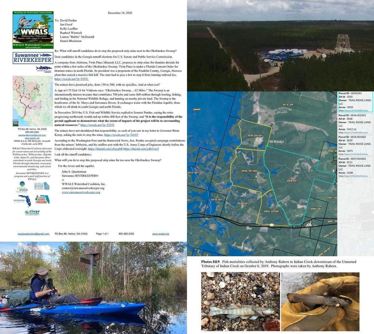 Letter, Suwannee Riverkeeper, mine site, Okefenokee Swamp, fish kill