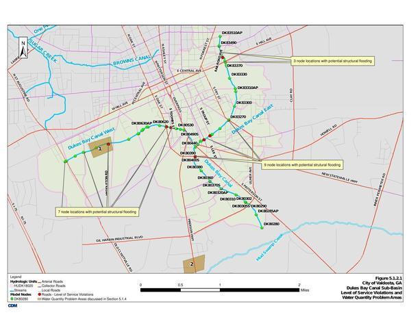 [3 node locations with potential structural flooding]