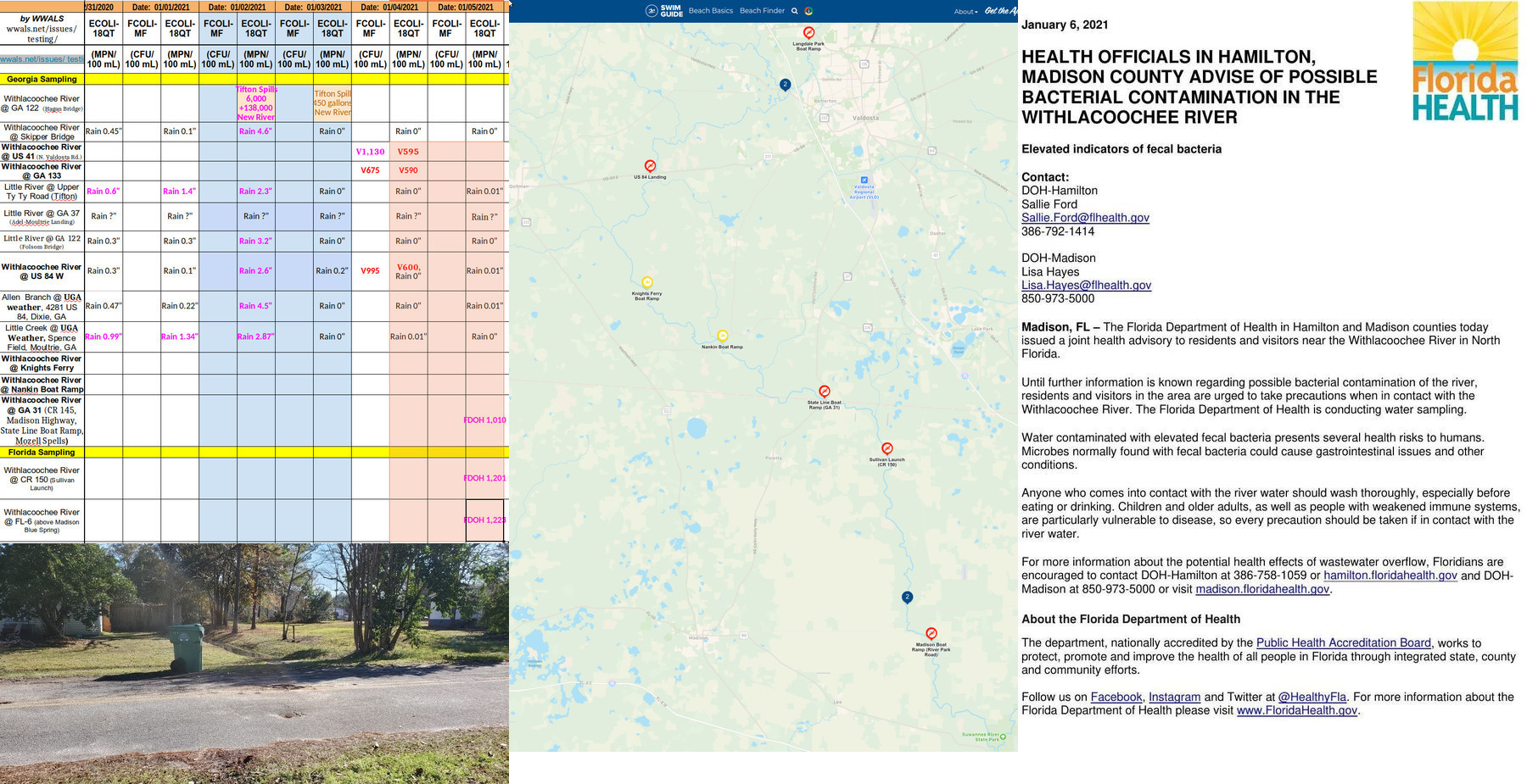 [Bad water quality, bad map on Swim Guide, Withlacoochee River]