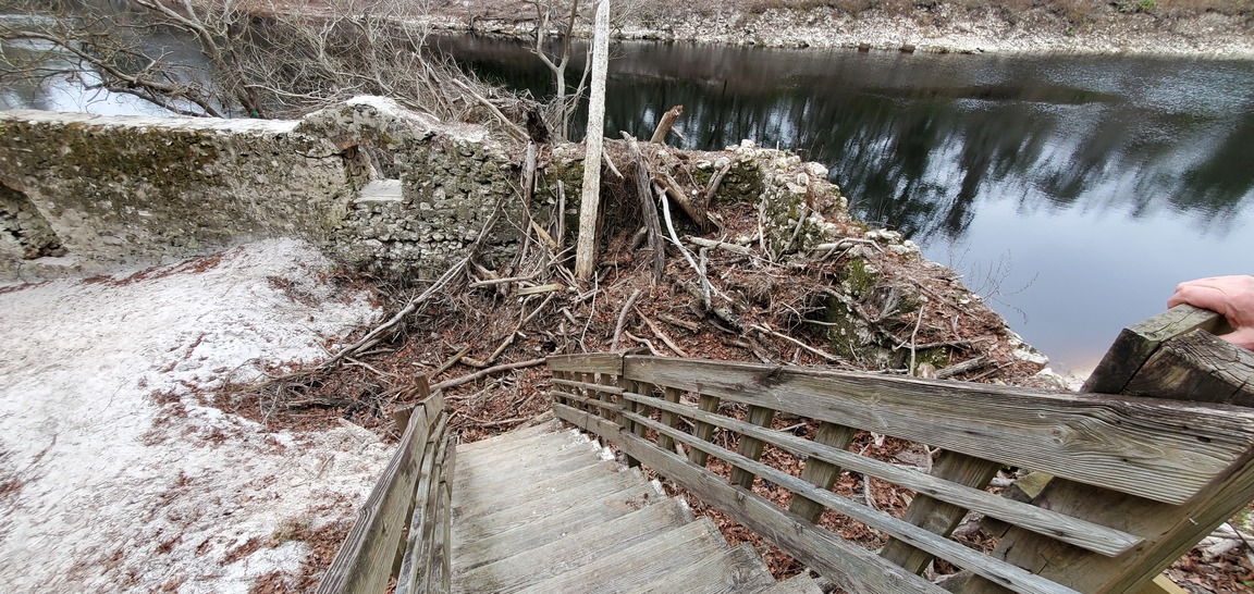 Down the steps