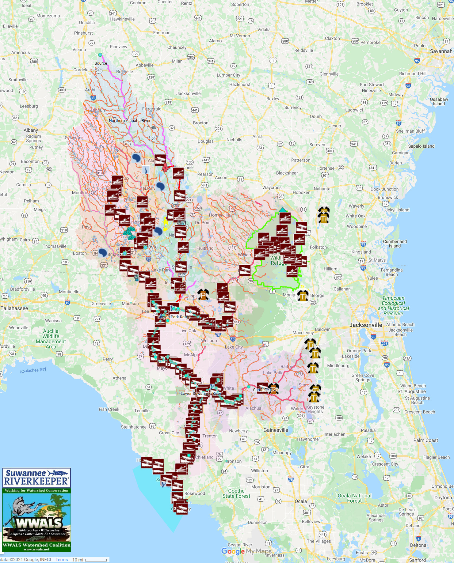 Map: Suwannee River Basin and Estuary