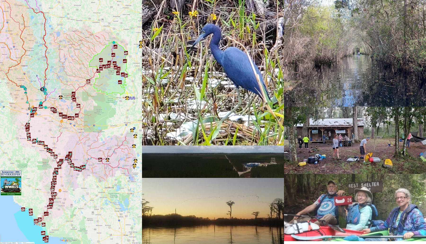 Okefenokee Swamp, Suwannee River, birds, mine, paddlers