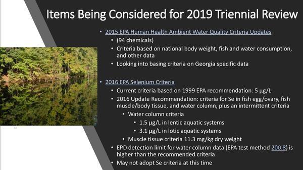 2015 EPA Human Health (94 chemicals), 2016 EPA Selenium