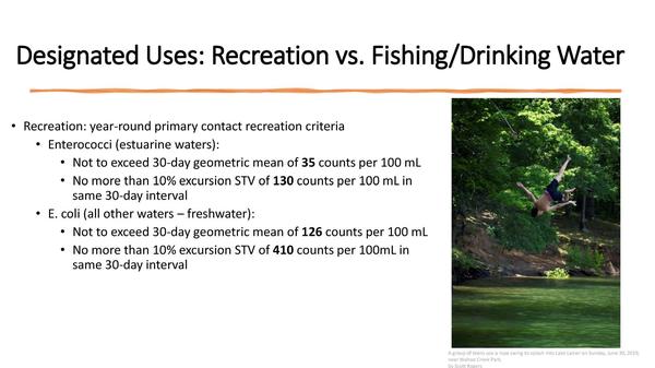 Year-round primary recreation criteria: Recreation vs. Fishing/Drinking Water*