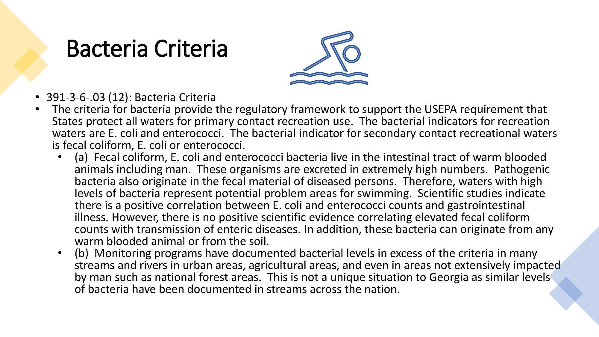 Bacteria Criteria