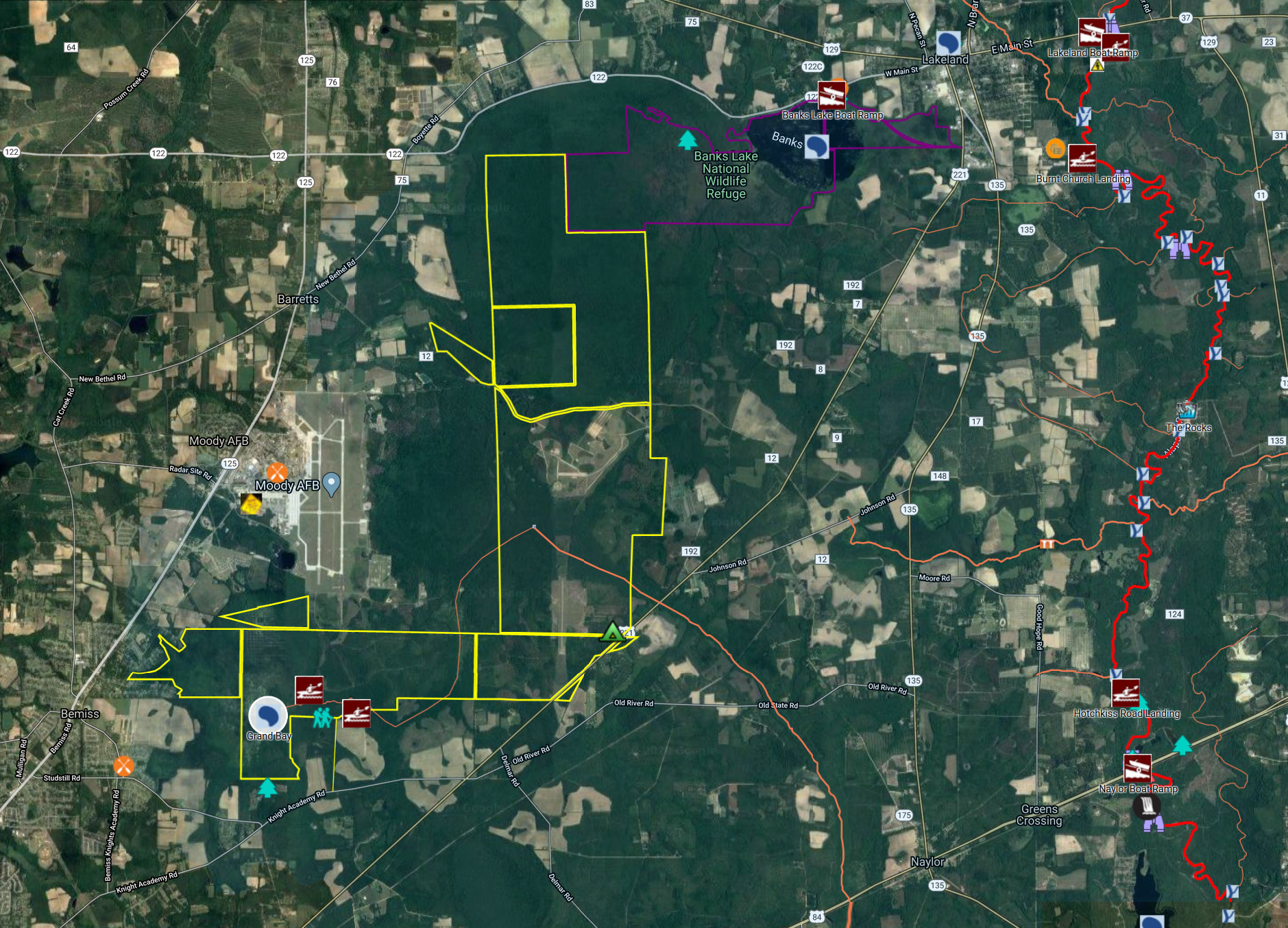 Map: Grand Bay WMA and Banks Lake NWR by WWALS