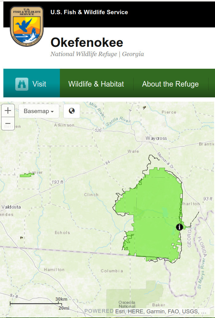 Map: Okefenokee NWR by U.S. FWS