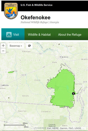 [Map: Okefenokee NWR by U.S. FWS]