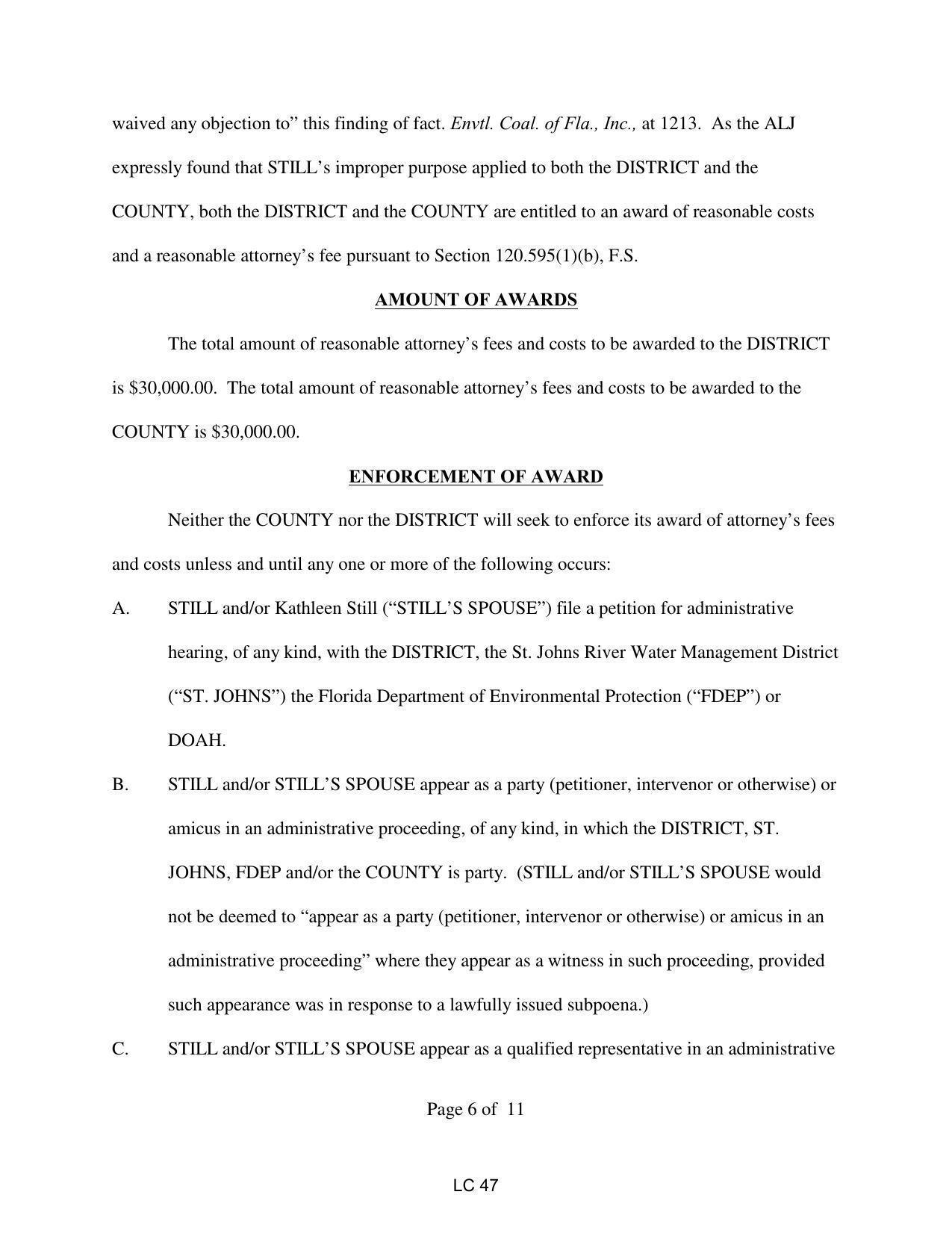 and a reasonable attorney’s fee pursuant to Section 120.595(1)(b), F.S.