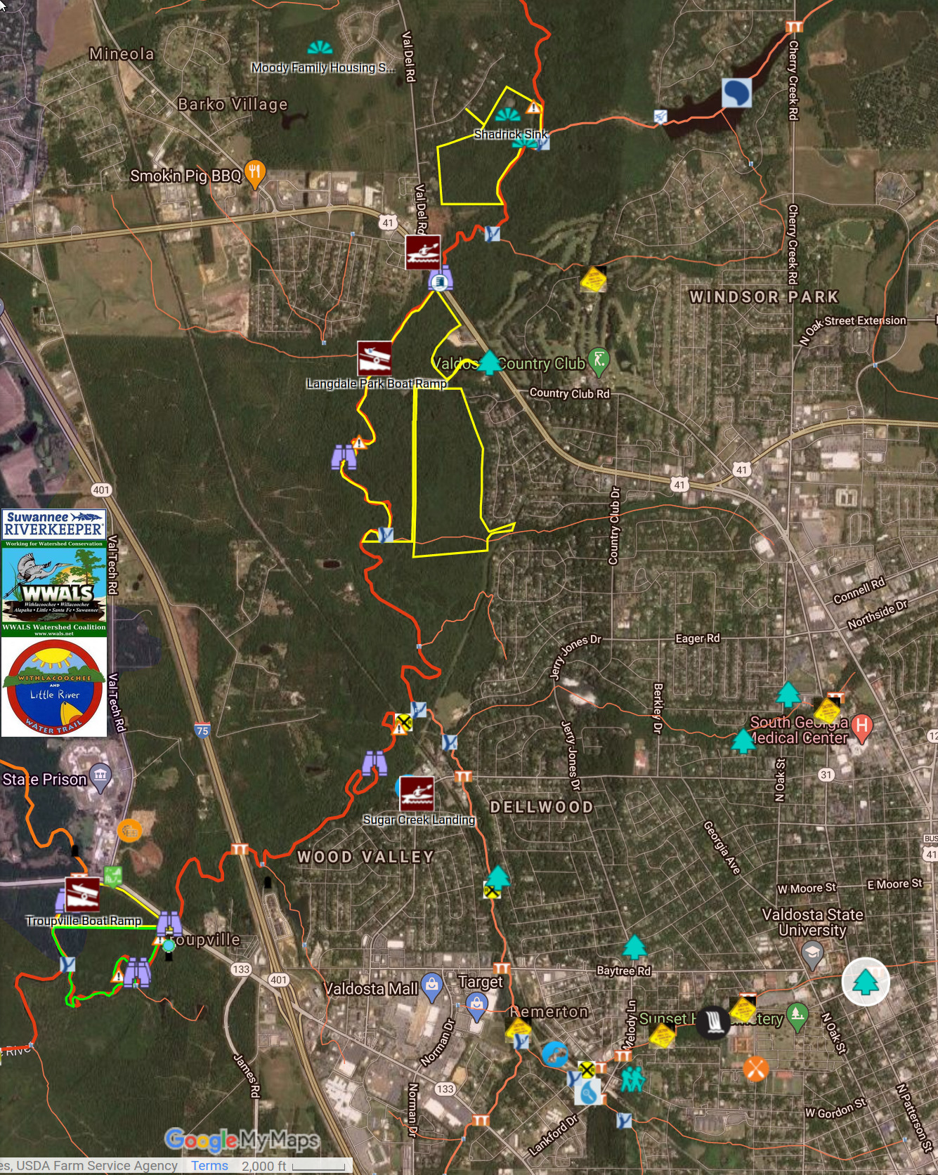 Map: Drexel Park to Withlacoochee River