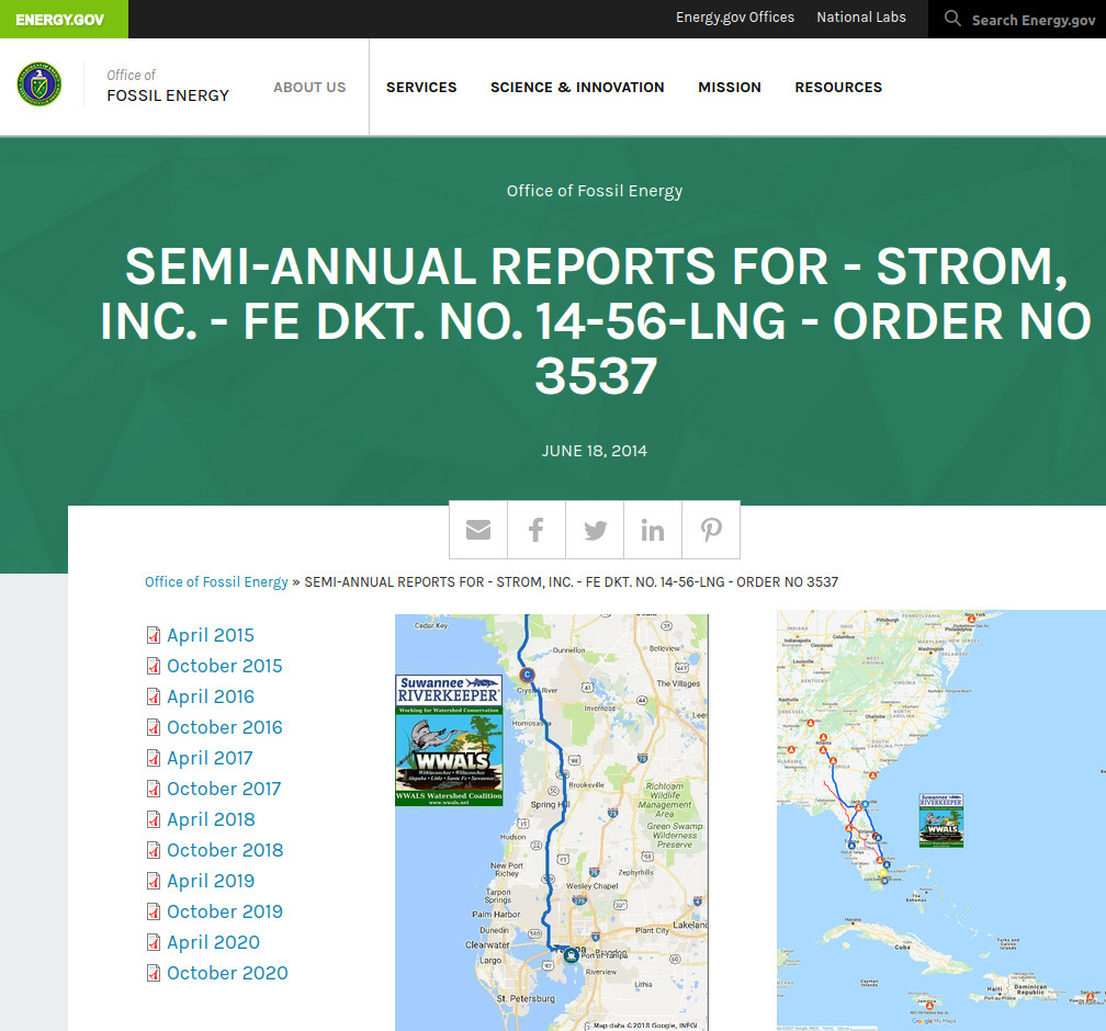 Missing Strom LNG semi-annual report, Port of Tampa, Jamaica and Puerto Rico