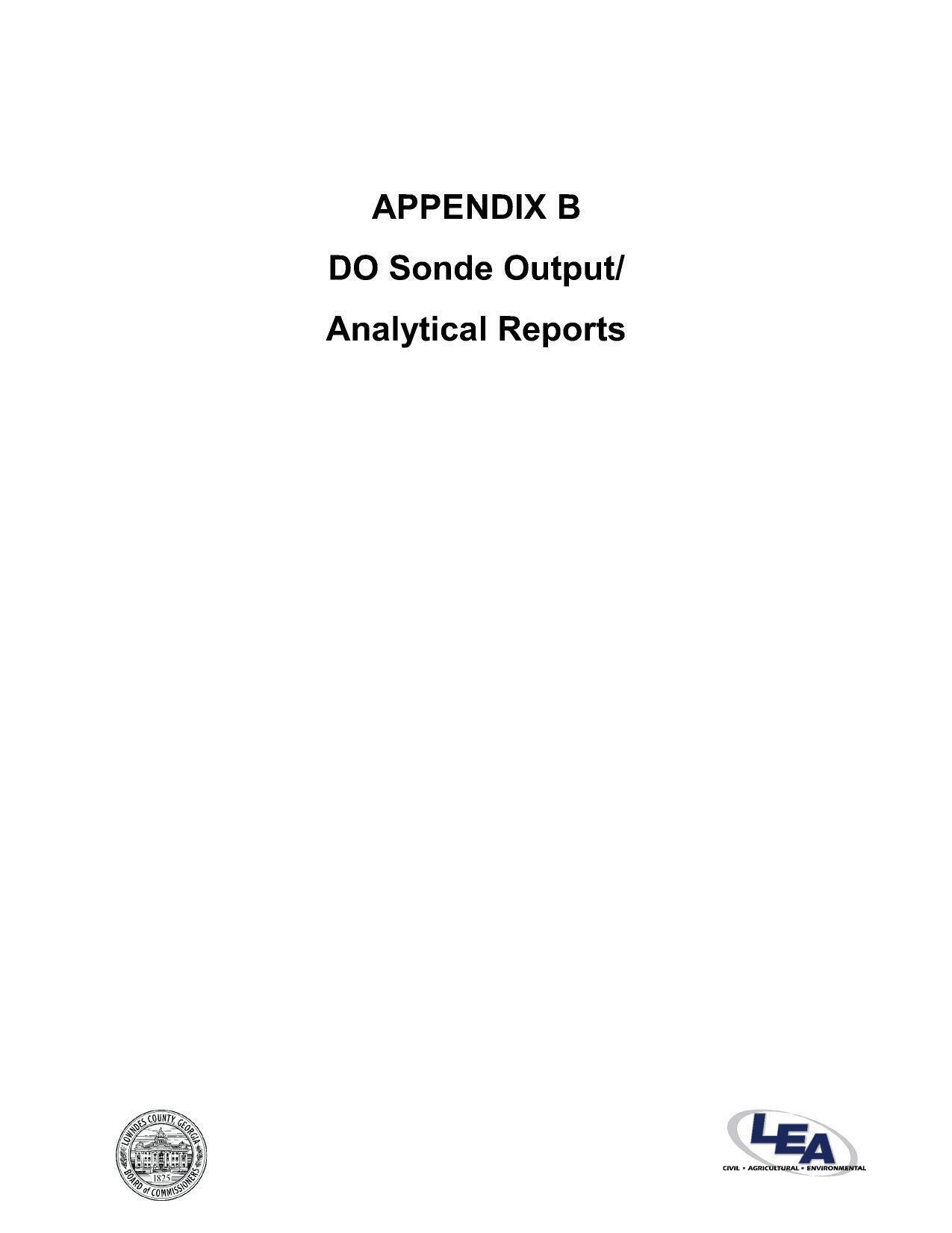 DO Sonde Output / Analytical Reports