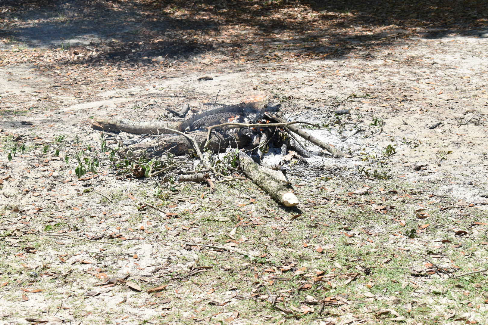 Random unattended fire at Knights Ferry Boat Ramp