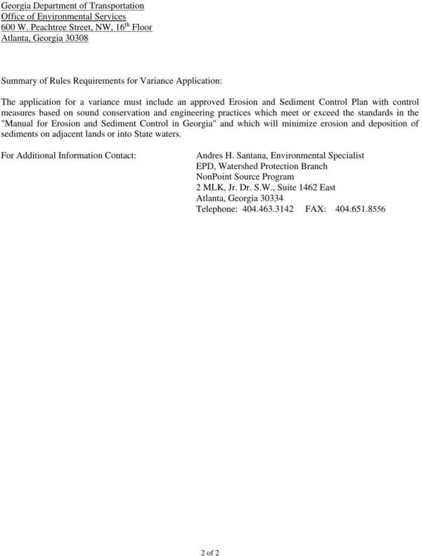 Summary of Rules Requirements for Variance Application, PI-0014073 Echols Co. Public Notice