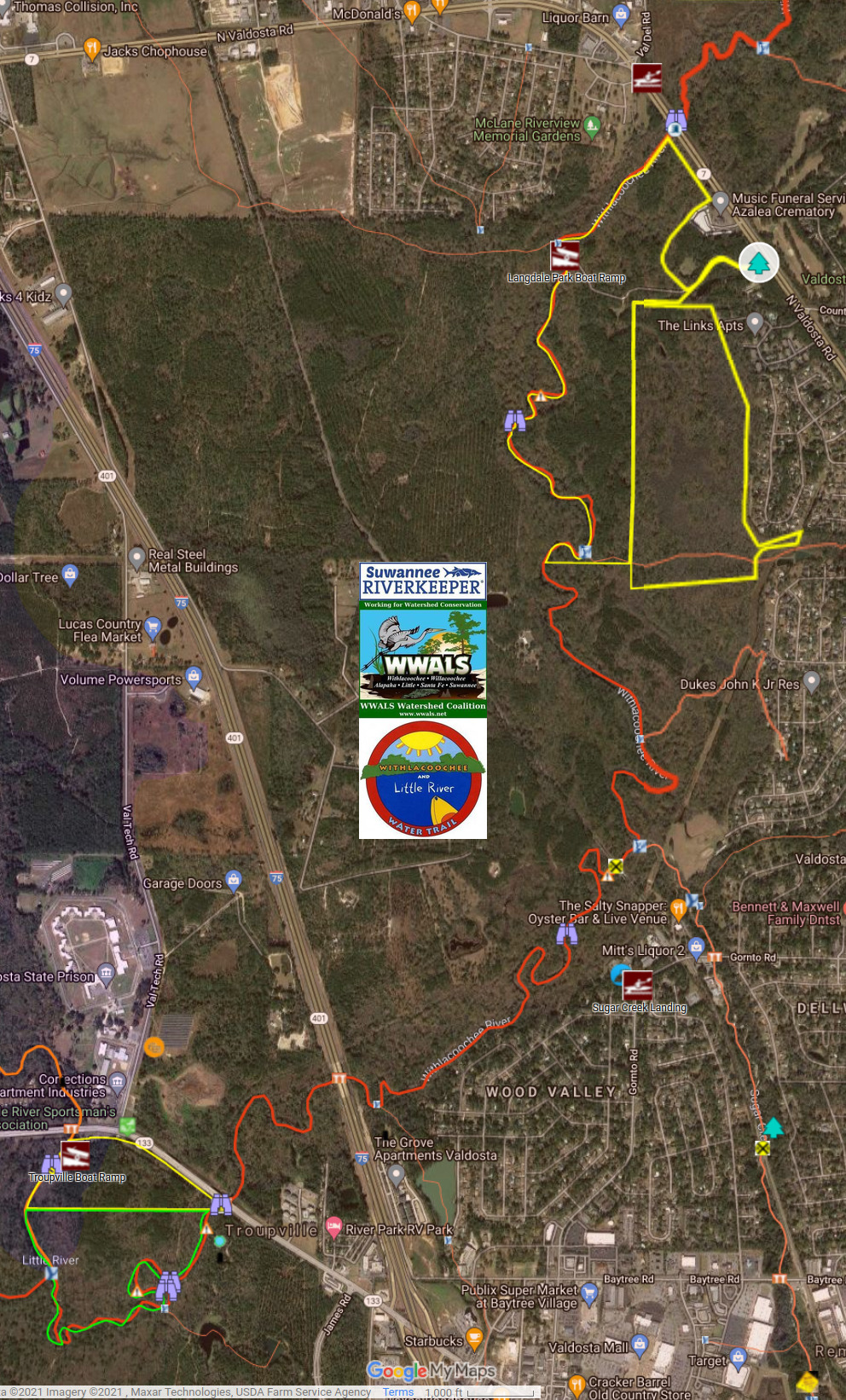 Map: Langdale Park, Salty Snapper Troupville Boat Ramp