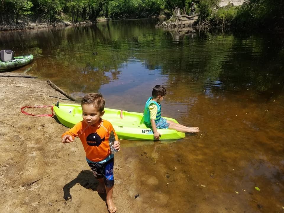 Two children, Little River Confluence, Withlacoochee River, Bobby Mckenzie, 30.84725, -83.34755