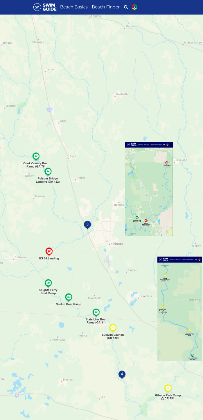 Map: bad upstream Swim Guide 2021-07-02