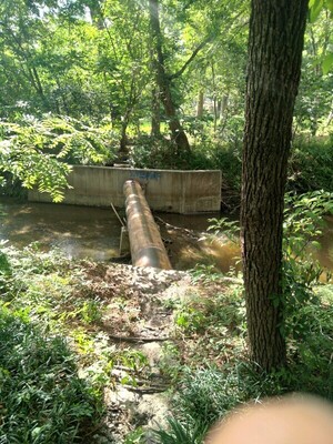 [Sewer pipe across Onemile Branch]