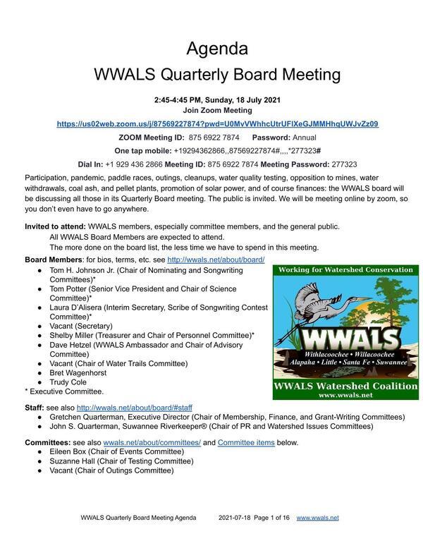 [Who: Quarterly Board Meeting 2021-07-18]